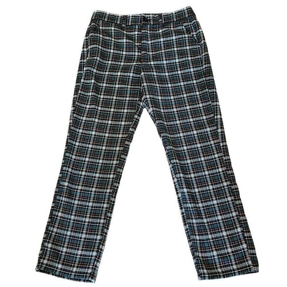 Ladies Size 6 Trouser Pants Green Plaid Stretch Slacks American Eagle Outfitters - Picture 1 of 4